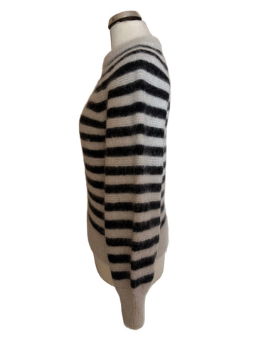 ROSAE PARIS LE WILLY BLACK & ECRU STRIPE MOHAIR & ALPACA MIX JUMPER SIZE 1 UK S