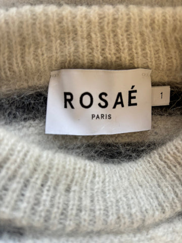 ROSAE PARIS LE WILLY BLACK & ECRU STRIPE MOHAIR & ALPACA MIX JUMPER SIZE 1 UK S