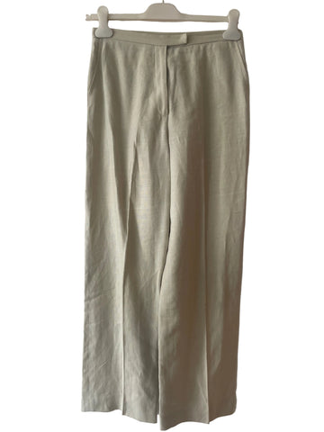 SP & CO 100% LINEN ECRU STRAIGHT LEG TROUSER SUIT SIZE S