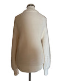 LA MAILLE SEZANE ECRU MOHAIR BLEND PEARL BEAD TRIMMED LONG SLEEVED JUMPER  SIZE XS