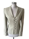 SP & CO 100% LINEN ECRU STRAIGHT LEG TROUSER SUIT SIZE S