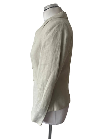 SP & CO 100% LINEN ECRU STRAIGHT LEG TROUSER SUIT SIZE S