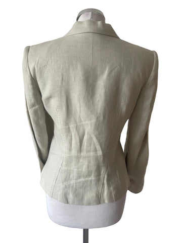 SP & CO 100% LINEN ECRU STRAIGHT LEG TROUSER SUIT SIZE S