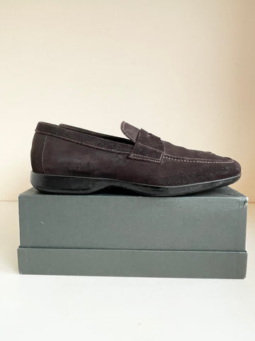 PRADA BROWN SUEDE PENNY LOAFERS SIZE 7.5/41
