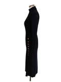 LA MAILLE SEZANE HARPER BLACK BUTTON TRIM LONG SLEEVED KNIT DRESS  SIZE S