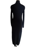 LA MAILLE SEZANE HARPER BLACK BUTTON TRIM LONG SLEEVED KNIT DRESS  SIZE S
