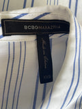 BCBGMAXAZRIA WHITE & BLUE STRIPED LONG SLEEVE COTTON SHIRT DRESS SIZE XXS