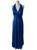 COAST 100% SILK ROYAL BLUE HALTER NECK LONG EVENING/PROM DRESS SIZE 14