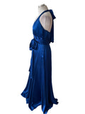 COAST 100% SILK ROYAL BLUE HALTER NECK LONG EVENING/PROM DRESS SIZE 14