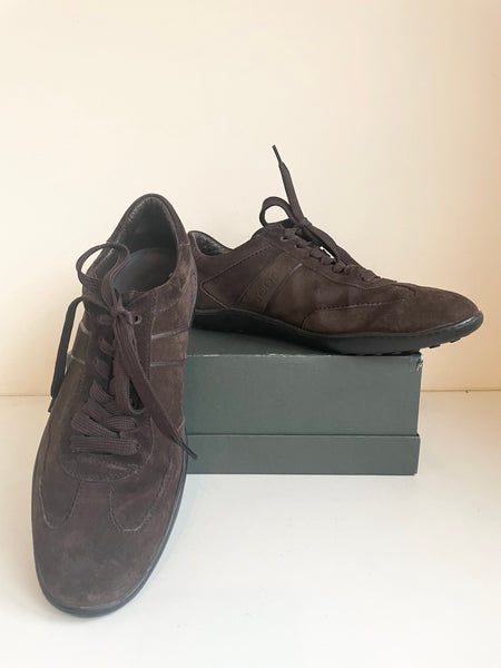 TOD’S DARK BROWN SUEDE SNEAKERS SIZE 7.5/41