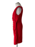 COAST RED SLEEVELESS DRAPED TIE SIDE PENCIL DRESS  SIZE 14