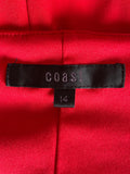 COAST RED SLEEVELESS DRAPED TIE SIDE PENCIL DRESS  SIZE 14