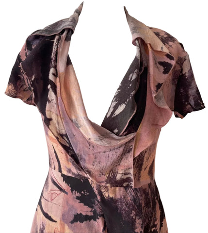 DIESEL BLACK GOLD COLLECTION 100% SILK MULTI COLOUR PRINT LAYERED OCCASION DRESS SIZE S