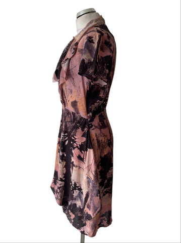 DIESEL BLACK GOLD COLLECTION 100% SILK MULTI COLOUR PRINT LAYERED OCCASION DRESS SIZE S