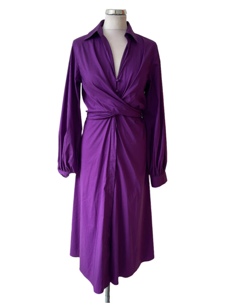 BRAND NEW RALPH LAUREN PURPLE COLLARED LONG SLEEVE DRESS SIZE 6 UK 10