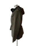 BARBOUR FEATHERWEIGHT WINTER GRACE KHAKI GREEN BELTED HOODED JACKET SIZE 12