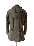 BARBOUR FEATHERWEIGHT WINTER GRACE KHAKI GREEN BELTED HOODED JACKET SIZE 12