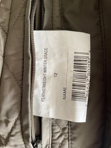 BARBOUR FEATHERWEIGHT WINTER GRACE KHAKI GREEN BELTED HOODED JACKET SIZE 12