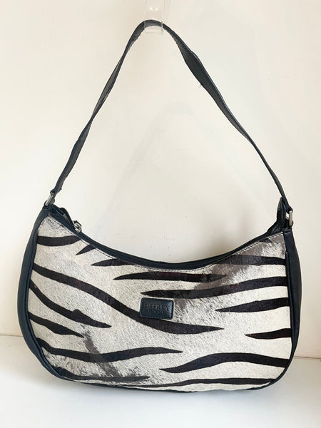 OSPREY BLACK LEATHER & ZEBRA PONYSKIN FRONT SHOULDER BAG