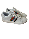 PAUL SMITH WHITE LEATHER MULTI COLOURED SWIRL TRAINERS SIZE 6/39