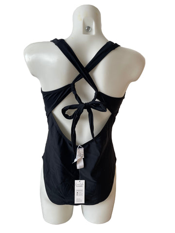 BRAND NEW CUPSHE BLACK DOUBLE STRAP TIE BACK SWIMSUIT SIZE L