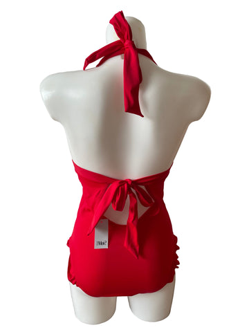 BRAND NEW WITH TAGS POUR MOI SPLASH RED DUAL CUP HALTERNECK SWIMSUIT SIZE 36 B/C