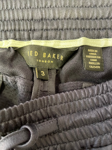 TED BAKER ILGA NAVY BLUE ELASTICATED WAIST ANKLE ZIP TROUSERS SIZE 3 UK 12/14