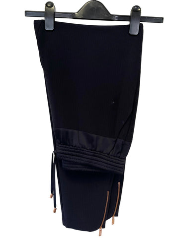 TED BAKER ILGA NAVY BLUE ELASTICATED WAIST ANKLE ZIP TROUSERS SIZE 3 UK 12/14