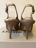 DUNE CHAMPAGNE GOLD LEATHER BOW TRIM SLINGBACK HEELS SIZE 4/37