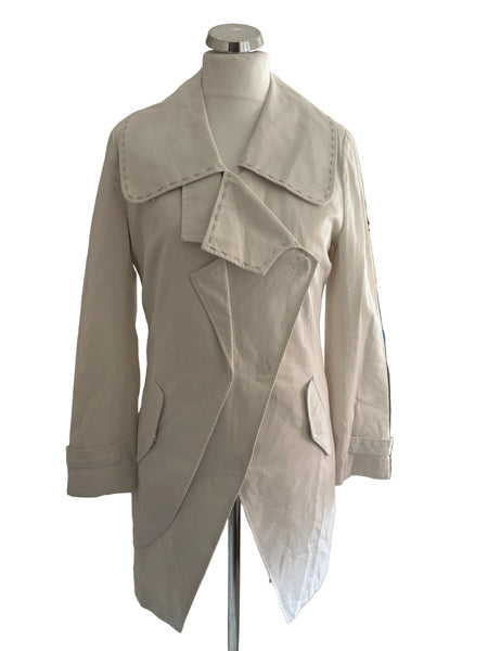 ST. MARTINS 100% COTTON IVORY COLLARED COAT SIZE 38 UK 10