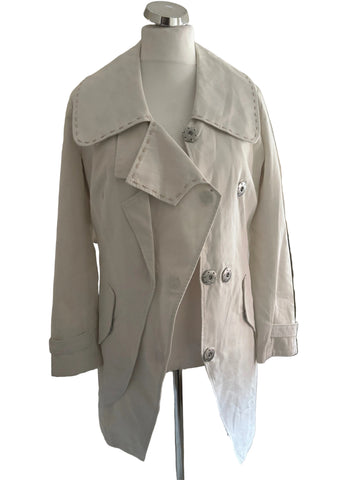 ST. MARTINS 100% COTTON IVORY COLLARED COAT SIZE 38 UK 10