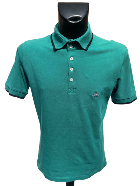 VIVIENNE WESTWOOD GREEN SHORT SLEEVE POLO SHIRT SIZE XL