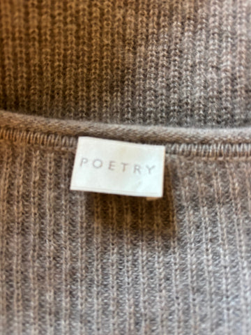 POETRY 100% CASHMERE TAUPE V NECK OVERSIZE JUMPER  SIZE 22