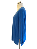 WRAP 100% CASHMERE BRIGHT BLUE V NECK OVERSIZE JUMPER  SIZE 20/22