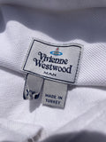 VIVIENNE WESTWOOD WHITE & SAND SHORT SLEEVE POLO SHIRT  SIZE XL