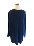 POETRY 100% CASHMERE NAVY BLUE V NECK OVERSIZE JUMPER  SIZE 22