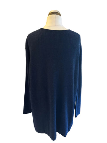 POETRY 100% CASHMERE NAVY BLUE V NECK OVERSIZE JUMPER  SIZE 22