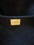 POETRY 100% CASHMERE NAVY BLUE V NECK OVERSIZE JUMPER  SIZE 22