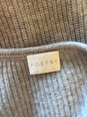 POETRY 100% CASHMERE LIGHT GREY V NECK OVERSIZE JUMPER  SIZE 22