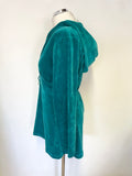 TED BAKER KINGFISHER GREEN HOODED VELOUR LONG SLEEVED TOP SIZE 3 UK 12/14