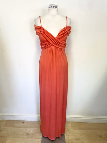 Temperley Coral/Orange Silk Long Evening Dress Size 10