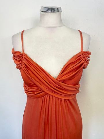 Temperley Coral/Orange Silk Long Evening Dress Size 10