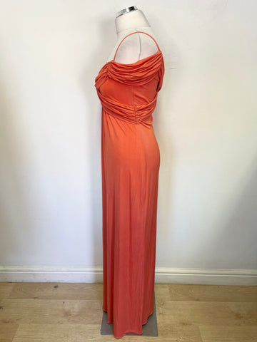 Temperley Coral/Orange Silk Long Evening Dress Size 10