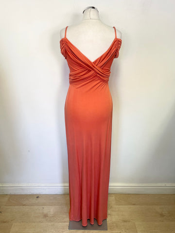 Temperley Coral/Orange Silk Long Evening Dress Size 10