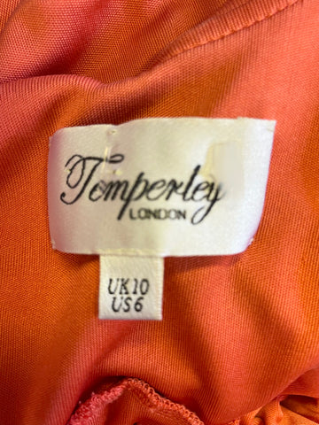 Temperley Coral/Orange Silk Long Evening Dress Size 10