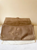 LK BENNETT TAUPE PATENT LEATHER CLUTCH BAG