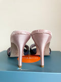 BRAND NEW KAREN MILLEN BLUE & PINK DIAMANTE TRIM SATIN HIGH HEEL MULES SIZE 4/37