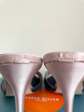 BRAND NEW KAREN MILLEN BLUE & PINK DIAMANTE TRIM SATIN HIGH HEEL MULES SIZE 4/37