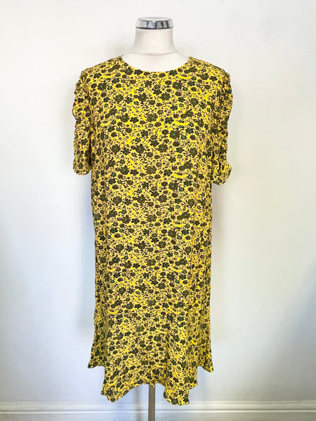 BRAND NEW WHISTLES SUNFLOWER YELLOW FLORAL PRINT SHORT SLEEVED SHIFT DRESS SIZE 12