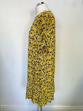 BRAND NEW WHISTLES SUNFLOWER YELLOW FLORAL PRINT SHORT SLEEVED SHIFT DRESS SIZE 12